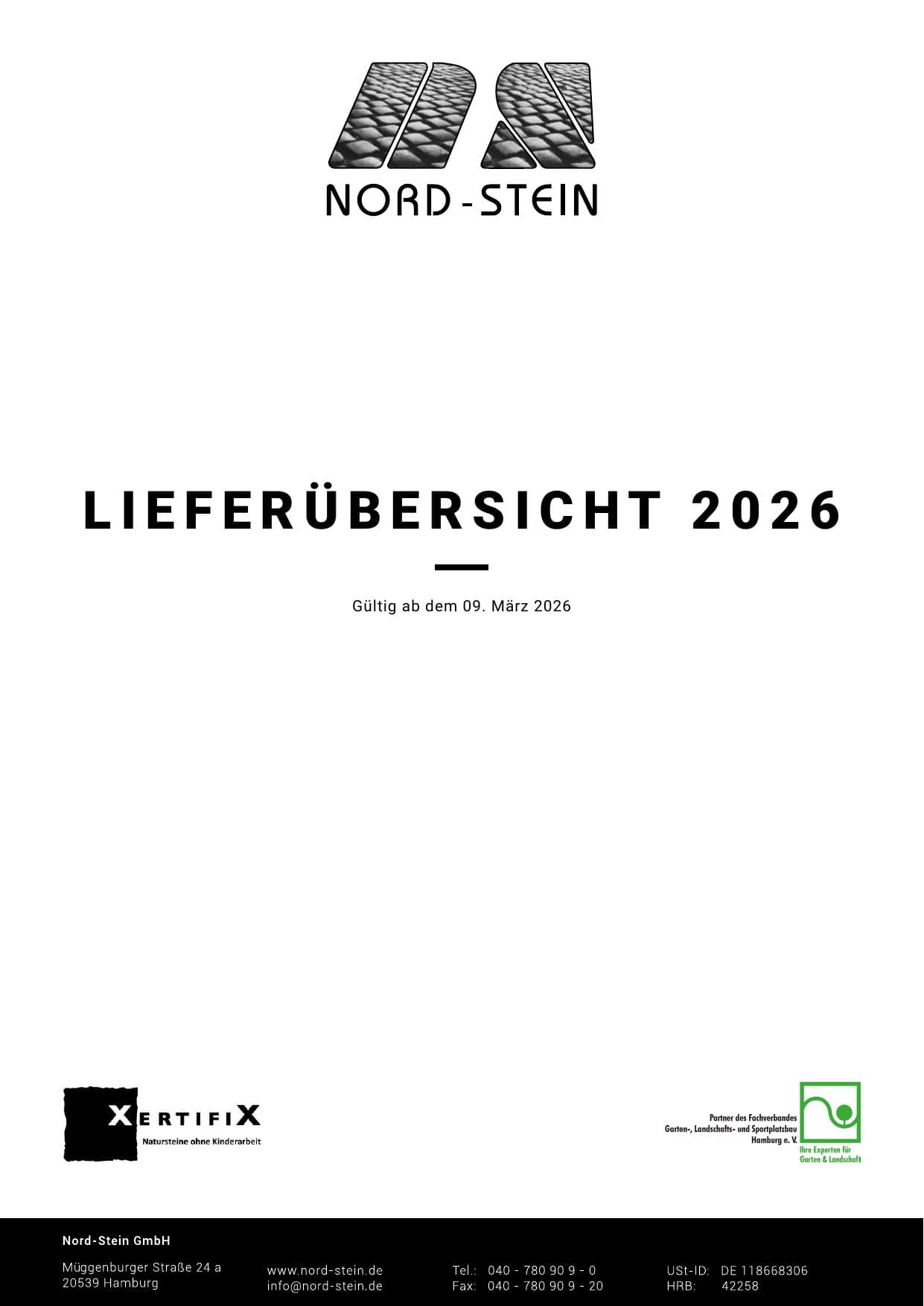 Deckblatt Lieferübersicht NORD-STEIN
